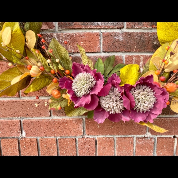 Plum Peony and Magnolia Farmhouse Wreath - Picture 5 of 9